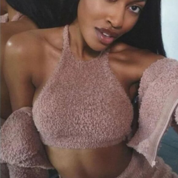 Skims women’s halter crop top cocoa new - Picture 1 of 16